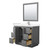 Wyndham WCF111142SKGC2UNSM34 Icon 42 Inch Single Bathroom Vanity in Dark Gray, Carrara Cultured Marble Countertop, Undermount Square Sink, Brushed Nickel Trim, 34 Inch Mirror