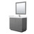 Wyndham WCF111142SKGWCUNSM34 Icon 42 Inch Single Bathroom Vanity in Dark Gray, White Cultured Marble Countertop, Undermount Square Sink, Brushed Nickel Trim, 34 Inch Mirror