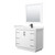 Wyndham WCF111142SWBC2UNSM34 Icon 42 Inch Single Bathroom Vanity in White, Carrara Cultured Marble Countertop, Undermount Square Sink, Matte Black Trim, 34 Inch Mirror