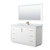 Wyndham WCF111160SWZCMUNSM58 Icon 60 Inch Single Bathroom Vanity in White, White Carrara Marble Countertop, Undermount Square Sink, Satin Bronze Trim, 58 Inch Mirror