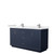 Wyndham WCF111166DBNWCUNSMXX Icon 66 Inch Double Bathroom Vanity in Dark Blue, White Cultured Marble Countertop, Undermount Square Sinks, Brushed Nickel Trim