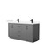 Wyndham WCF111166DGBC2UNSMXX Icon 66 Inch Double Bathroom Vanity in Dark Gray, Carrara Cultured Marble Countertop, Undermount Square Sinks, Matte Black Trim