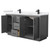 Wyndham WCF111166DGBWCUNSMXX Icon 66 Inch Double Bathroom Vanity in Dark Gray, White Cultured Marble Countertop, Undermount Square Sinks, Matte Black Trim