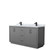 Wyndham WCF111166DGBCMUNSMXX Icon 66 Inch Double Bathroom Vanity in Dark Gray, White Carrara Marble Countertop, Undermount Square Sinks, Matte Black Trim