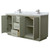 Wyndham WCF111166DLGCMUNSMXX Icon 66 Inch Double Bathroom Vanity in Light Green, White Carrara Marble Countertop, Undermount Square Sinks, Brushed Nickel Trim