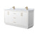 Wyndham WCF111166DWZCMUNSMXX Icon 66 Inch Double Bathroom Vanity in White, White Carrara Marble Countertop, Undermount Square Sinks, Satin Bronze Trim