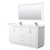Wyndham WCF111166DWHC2UNSM58 Icon 66 Inch Double Bathroom Vanity in White, Carrara Cultured Marble Countertop, Undermount Square Sinks, Brushed Nickel Trim, 58 Inch Mirror