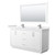 Wyndham WCF111166DWHWCUNSM58 Icon 66 Inch Double Bathroom Vanity in White, White Cultured Marble Countertop, Undermount Square Sinks, Brushed Nickel Trim, 58 Inch Mirror