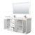 Wyndham WCF111166DWZWCUNSM58 Icon 66 Inch Double Bathroom Vanity in White, White Cultured Marble Countertop, Undermount Square Sinks, Satin Bronze Trim, 58 Inch Mirror