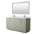 Wyndham WCF111166DLGCMUNSM58 Icon 66 Inch Double Bathroom Vanity in Light Green, White Carrara Marble Countertop, Undermount Square Sinks, Brushed Nickel Trim, 58 Inch Mirror