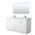Wyndham WCF111166DWHCMUNSM58 Icon 66 Inch Double Bathroom Vanity in White, White Carrara Marble Countertop, Undermount Square Sinks, Brushed Nickel Trim, 58 Inch Mirror