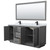 Wyndham WCF111172DGBCMUNSM70 Icon 72 Inch Double Bathroom Vanity in Dark Gray, White Carrara Marble Countertop, Undermount Square Sinks, Matte Black Trim, 70 Inch Mirror