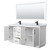 Wyndham WCF111172DWBCMUNSM70 Icon 72 Inch Double Bathroom Vanity in White, White Carrara Marble Countertop, Undermount Square Sinks, Matte Black Trim, 70 Inch Mirror