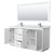 Wyndham WCF111172DWHCMUNSM70 Icon 72 Inch Double Bathroom Vanity in White, White Carrara Marble Countertop, Undermount Square Sinks, Brushed Nickel Trim, 70 Inch Mirror