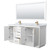 Wyndham WCF111172DWZCMUNSM70 Icon 72 Inch Double Bathroom Vanity in White, White Carrara Marble Countertop, Undermount Square Sinks, Satin Bronze Trim, 70 Inch Mirror