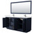 Wyndham WCF111172DBNC2UNSM70 Icon 72 Inch Double Bathroom Vanity in Dark Blue, Carrara Cultured Marble Countertop, Undermount Square Sinks, Brushed Nickel Trim, 70 Inch Mirror
