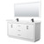 Wyndham WCF111172DWBC2UNSM70 Icon 72 Inch Double Bathroom Vanity in White, Carrara Cultured Marble Countertop, Undermount Square Sinks, Matte Black Trim, 70 Inch Mirror