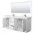 Wyndham WCF111172DWHWCUNSM70 Icon 72 Inch Double Bathroom Vanity in White, White Cultured Marble Countertop, Undermount Square Sinks, Brushed Nickel Trim, 70 Inch Mirror