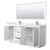 Wyndham WCF111172DWHWCUNSM70 Icon 72 Inch Double Bathroom Vanity in White, White Cultured Marble Countertop, Undermount Square Sinks, Brushed Nickel Trim, 70 Inch Mirror