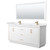 Wyndham WCF111172DWZWCUNSM70 Icon 72 Inch Double Bathroom Vanity in White, White Cultured Marble Countertop, Undermount Square Sinks, Satin Bronze Trim, 70 Inch Mirror