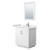 Wyndham WCF292930SWHC2UNSM24 Miranda 30 Inch Single Bathroom Vanity in White, Carrara Cultured Marble Countertop, Undermount Square Sink, Brushed Nickel Trim, 24 Inch Mirror