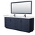Wyndham WCF292984DBBWCUNSM70 Miranda 84 Inch Double Bathroom Vanity in Dark Blue, White Cultured Marble Countertop, Undermount Square Sinks, Matte Black Trim, 70 Inch Mirror