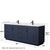 Wyndham WCF292984DBBWCUNSM70 Miranda 84 Inch Double Bathroom Vanity in Dark Blue, White Cultured Marble Countertop, Undermount Square Sinks, Matte Black Trim, 70 Inch Mirror