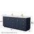 Wyndham WCF292984DBLWCUNSM70 Miranda 84 Inch Double Bathroom Vanity in Dark Blue, White Cultured Marble Countertop, Undermount Square Sinks, Brushed Gold Trim, 70 Inch Mirror