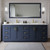Wyndham WCF292984DBLC2UNSMXX Miranda 84 Inch Double Bathroom Vanity in Dark Blue, Carrara Cultured Marble Countertop, Undermount Square Sinks, Brushed Gold Trim