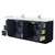 Wyndham WCF292984DBLC2UNSMXX Miranda 84 Inch Double Bathroom Vanity in Dark Blue, Carrara Cultured Marble Countertop, Undermount Square Sinks, Brushed Gold Trim