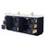 Wyndham WCF292984DBLWCUNSMXX Miranda 84 Inch Double Bathroom Vanity in Dark Blue, White Cultured Marble Countertop, Undermount Square Sinks, Brushed Gold Trim