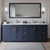Wyndham WCF292984DBLCMUNSM70 Miranda 84 Inch Double Bathroom Vanity in Dark Blue, White Carrara Marble Countertop, Undermount Square Sinks, Brushed Gold Trim, 70 Inch Mirror