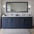 Wyndham WCF292984DBNCMUNSM70 Miranda 84 Inch Double Bathroom Vanity in Dark Blue, White Carrara Marble Countertop, Undermount Square Sinks, Brushed Nickel Trim, 70 Inch Mirror