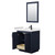 Wyndham WCF292930SBBC2UNSM24 Miranda 30 Inch Single Bathroom Vanity in Dark Blue, Carrara Cultured Marble Countertop, Undermount Square Sink, Matte Black Trim, 24 Inch Mirror