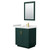 Wyndham WCF292930SGDWCUNSM24 Miranda 30 Inch Single Bathroom Vanity in Green, White Cultured Marble Countertop, Undermount Square Sink, Brushed Gold Trim, 24 Inch Mirror