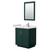 Wyndham WCF292930SGEWCUNSM24 Miranda 30 Inch Single Bathroom Vanity in Green, White Cultured Marble Countertop, Undermount Square Sink, Brushed Nickel Trim, 24 Inch Mirror