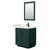 Wyndham WCF292930SGKC2UNSM24 Miranda 30 Inch Single Bathroom Vanity in Green, Carrara Cultured Marble Countertop, Undermount Square Sink, Matte Black Trim, 24 Inch Mirror
