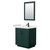 Wyndham WCF292930SGKC2UNSM24 Miranda 30 Inch Single Bathroom Vanity in Green, Carrara Cultured Marble Countertop, Undermount Square Sink, Matte Black Trim, 24 Inch Mirror