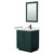 Wyndham WCF292930SGKWCUNSM24 Miranda 30 Inch Single Bathroom Vanity in Green, White Cultured Marble Countertop, Undermount Square Sink, Matte Black Trim, 24 Inch Mirror