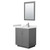 Wyndham WCF292930SKGWCUNSM24 Miranda 30 Inch Single Bathroom Vanity in Dark Gray, White Cultured Marble Countertop, Undermount Square Sink, Brushed Nickel Trim, 24 Inch Mirror