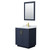 Wyndham WCF292930SBLCMUNSM24 Miranda 30 Inch Single Bathroom Vanity in Dark Blue, White Carrara Marble Countertop, Undermount Square Sink, Brushed Gold Trim, 24 Inch Mirror
