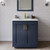 Wyndham WCF292930SBLCMUNSM24 Miranda 30 Inch Single Bathroom Vanity in Dark Blue, White Carrara Marble Countertop, Undermount Square Sink, Brushed Gold Trim, 24 Inch Mirror