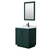 Wyndham WCF292930SGKCMUNSM24 Miranda 30 Inch Single Bathroom Vanity in Green, White Carrara Marble Countertop, Undermount Square Sink, Matte Black Trim, 24 Inch Mirror