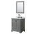 Wyndham WCS202030SGBCMUNOM24 Deborah 30 Inch Single Bathroom Vanity in Dark Gray, White Carrara Marble Countertop, Undermount Oval Sink, Matte Black Trim, 24 Inch Mirror