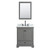 Wyndham WCS202030SGBCMUNOM24 Deborah 30 Inch Single Bathroom Vanity in Dark Gray, White Carrara Marble Countertop, Undermount Oval Sink, Matte Black Trim, 24 Inch Mirror
