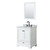 Wyndham WCS202030SWBCMUNOM24 Deborah 30 Inch Single Bathroom Vanity in White, White Carrara Marble Countertop, Undermount Oval Sink, Matte Black Trim, 24 Inch Mirror