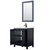Wyndham WCV252530SBBC2UNSM24 Daria 30 Inch Single Bathroom Vanity in Dark Blue, Carrara Cultured Marble Countertop, Undermount Square Sink, Matte Black Trim, 24 Inch Mirror