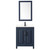 Wyndham WCV252530SBBC2UNSM24 Daria 30 Inch Single Bathroom Vanity in Dark Blue, Carrara Cultured Marble Countertop, Undermount Square Sink, Matte Black Trim, 24 Inch Mirror