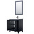 Wyndham WCV252530SBBWCUNSM24 Daria 30 Inch Single Bathroom Vanity in Dark Blue, White Cultured Marble Countertop, Undermount Square Sink, Matte Black Trim, 24 Inch Mirror