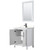 Wyndham WCV252530SWBC2UNSM24 Daria 30 Inch Single Bathroom Vanity in White, Carrara Cultured Marble Countertop, Undermount Square Sink, Matte Black Trim, 24 Inch Mirror